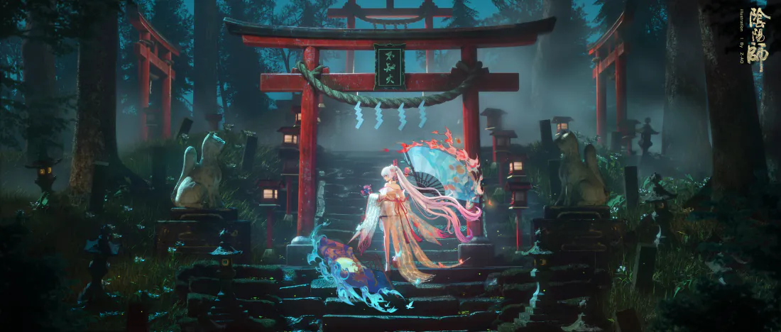 5k阴阳师不知火壁纸|鸟居石阶夜景背景图片 - 幽暗和风「哲风壁纸」 5k阴阳师不知火壁纸|鸟居石阶夜景背景图片 - 幽暗和风「哲风壁纸」