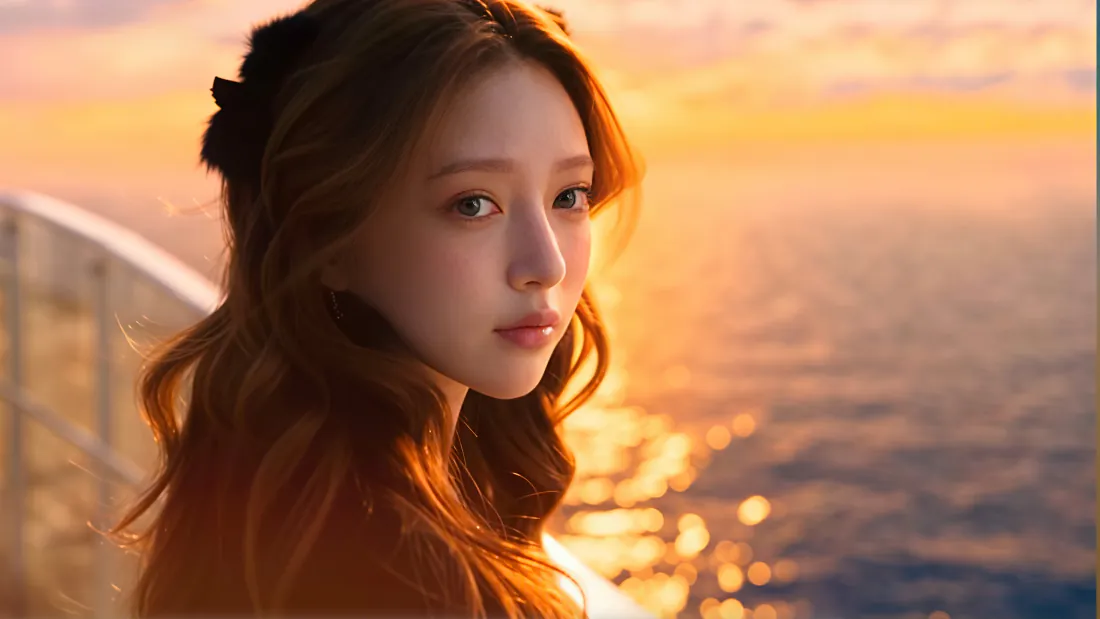 4k美女壁纸|黄昏海边长发少女背景图片 - 暖调治愈氛围「哲风壁纸」 黄昏海边,长发少女侧颜回望,暖金色逆光勾勒发丝,海面泛着粼粼波光。
