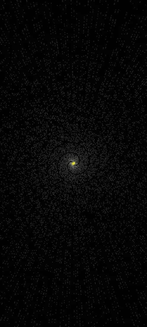 纯黑深空背景中散布细碎星点，画面中心有一颗明亮的黄色孤星。